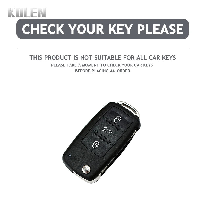 ABS Car Folding Key Case Cover Shell - For Volkswagen Polo, Golf, Passat, Beetle, Tiguan, Skoda Octavia, Kodiaq, Seat Leon, Altea