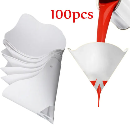 Paint Filter Paper 10x19cm 100 Microns - Car Paint Spray Mesh Paper Filter Funnel Strainer - Disposable Conical Straining Funnel for Precision Filtering