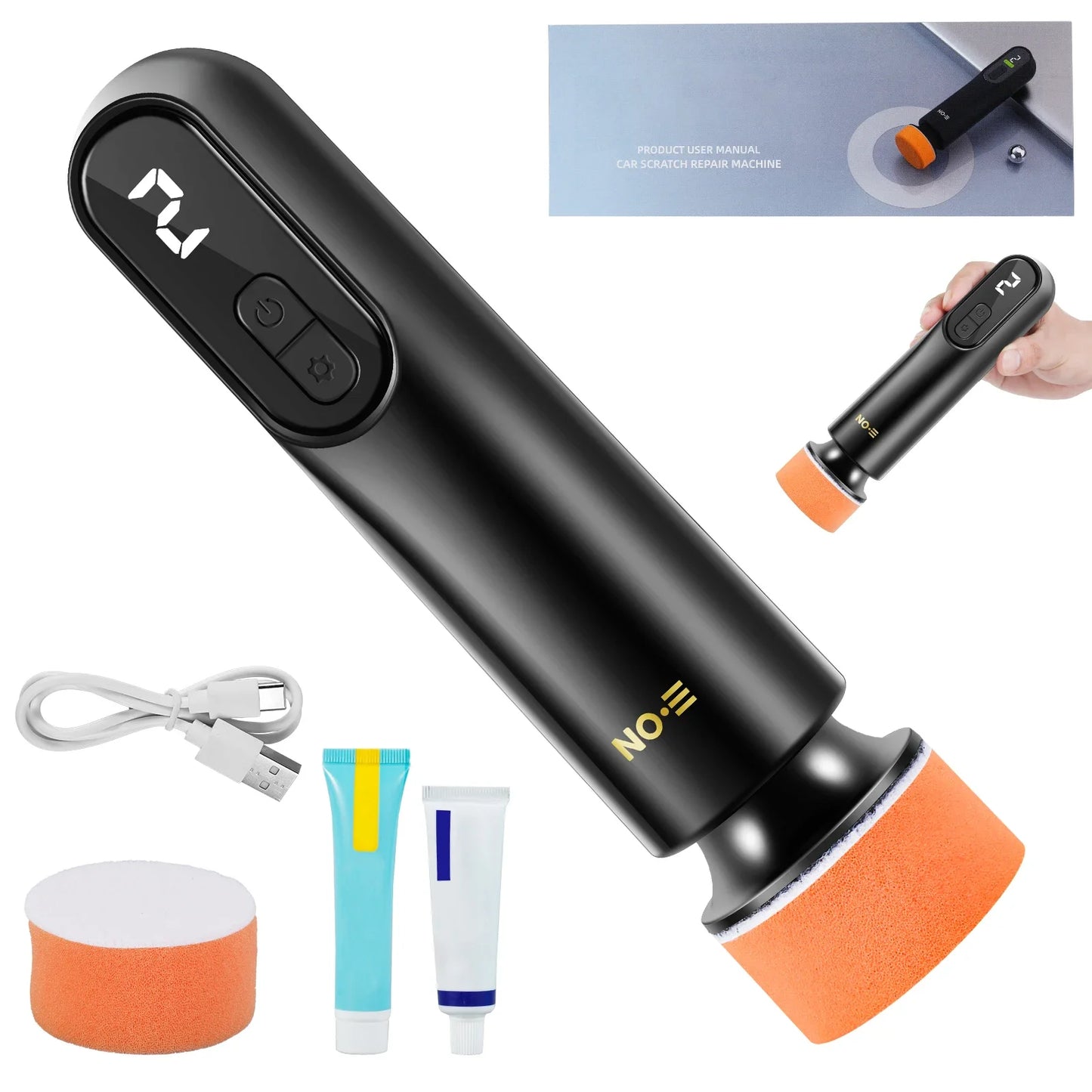 Mini Cordless Car Polisher - Electric Car Polishing Repair Kit with LED Display for Automotive Scratch Removal