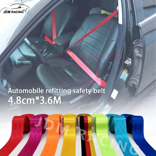 Universal Auto 3.6M Strengthen Seat Belt Webbing Fabric Racing Car Safety Belts - A++ Standard Harness Straps