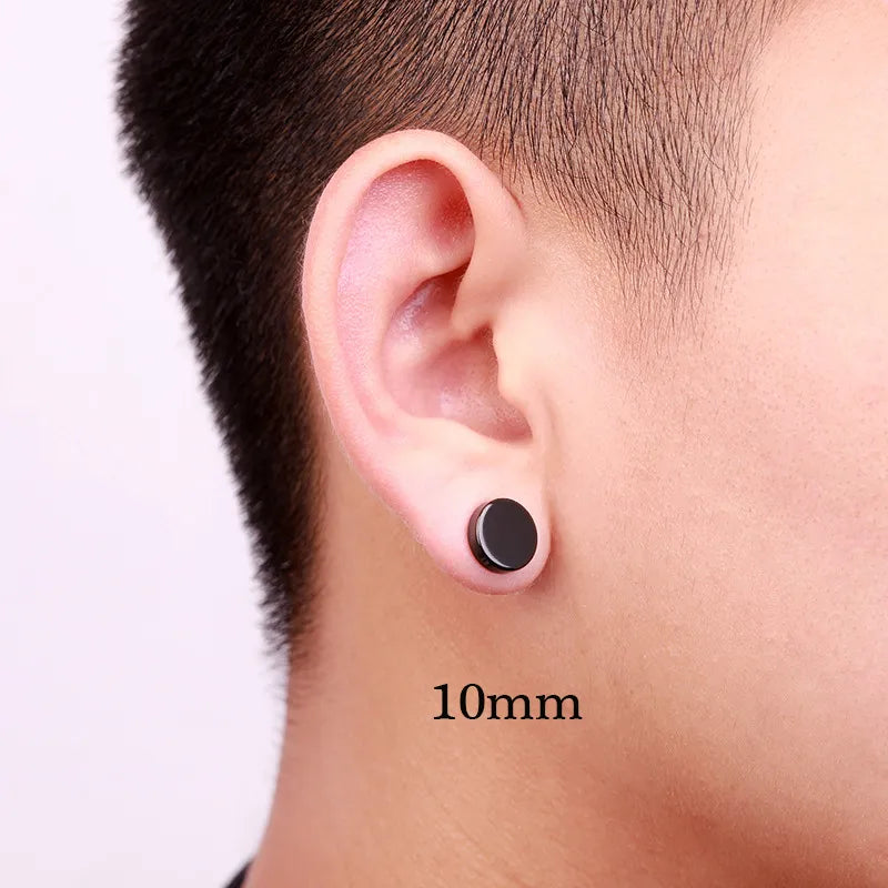 Strong Magnet Magnetic Ear Clip Stud Set - Punk Titanium Steel Men's Earring, No Piercing Required, Jewelry Gift for Girlfriend, Boyfriend, Lover