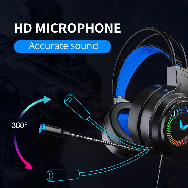 G58 Wired Gaming Headset, 7.1 Stereo Channel with Bass, Foldable Headphones with Mic for PC Gamers