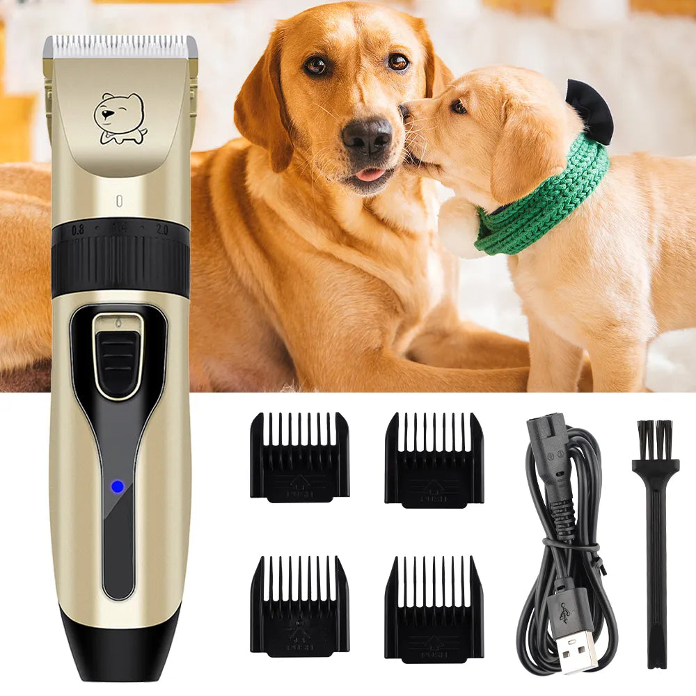 Professional Dog Hair Clipper - USB Rechargeable Grooming Trimmer for Pets, Low Decibel Electric Shaver for Quiet Haircuts