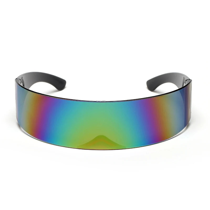 UV400 Futuristic Cyclops Visor Sunglasses - Narrow Design, Mirrored Lens, Personality Costume Eyewear for Men