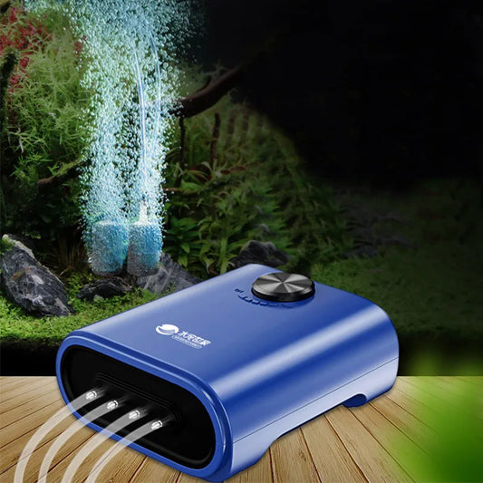 Silent Aquarium Oxygen Air Pump: Four Outlet Large Oxygenator with Check Valve - 220V 14W Fish Tank Air Compressor Aerator