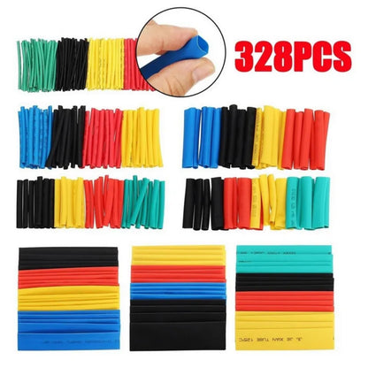 Premium Heat Shrink Tube Kit: 127/328pcs 2:1 Shrinkable Wire Wrap Tubing with 300W Hot Air Gun - Wire Connect Cover & Protection