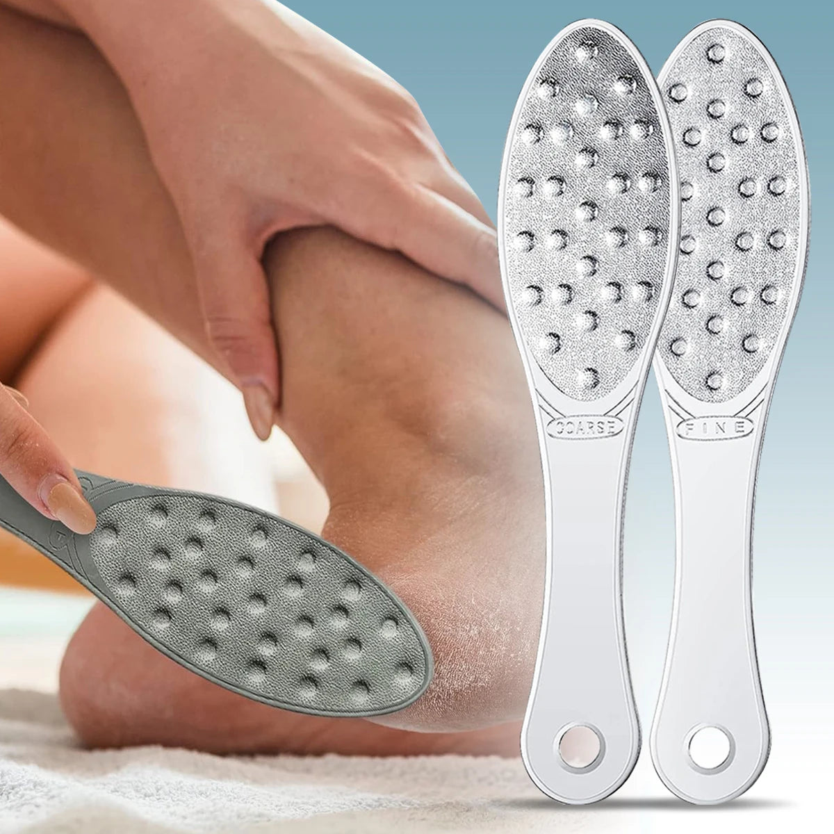 Stainless Steel Foot Scraper - Double-Sided Metal Foot File, Professional Callus Remover for Wet or Dry Skin, Pedicure Heel Tool