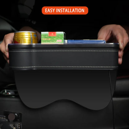 7-Color LED Car Seat Gap Filler Cup Holder: Crevice Storage Organizer Box with 2 USB Chargers - Essential Car Accessories