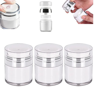 Travel Refillable Bottles: 15/30/100ML Mini Press Vacuum Bottles for Creams, Gels, Lotions - Cosmetic Dispenser Containers for Make-up & Skincare