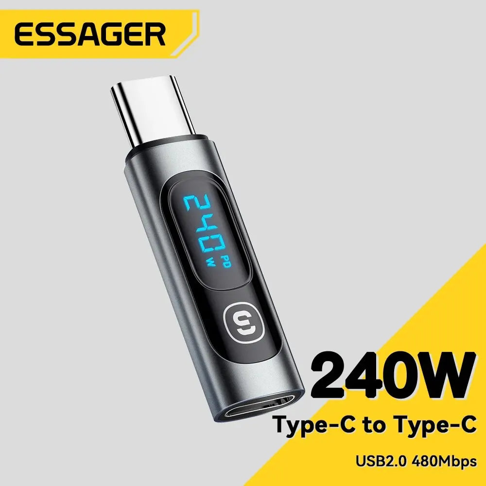 Essager USB 2.0 OTG Adapter - 240W Fast Charging USB-C to Type-C Display Adapter, OTG Connector for Samsung, Xiaomi, Huawei, Lenovo