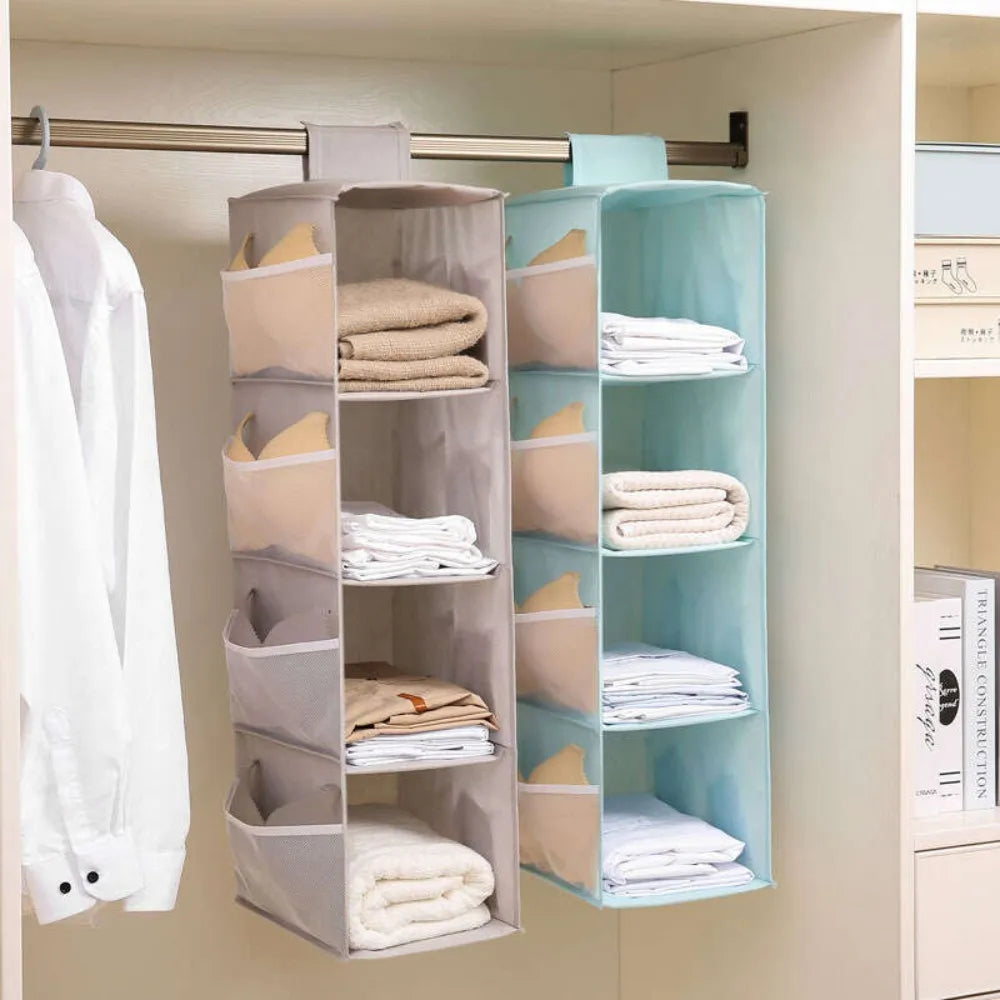 Non-woven Washable Wardrobe Hanging Bra Storage Bag - Multi-layer Folding Organizer for Underwear, Socks, Clothes Hanging Bag