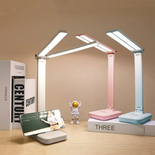 LED Desk Lamp: 3 Levels Dimmable Touch Night Light - USB Rechargeable, Foldable for Bedroom Bedside Desk