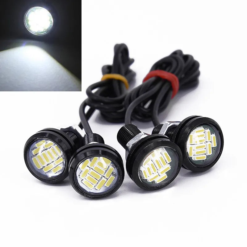 4Pcs LED Car Auto DRL Daytime Running Lights - 12V 15W White Backup Lamp for Automobiles - Enhance Reversing and Parking Safety Signals