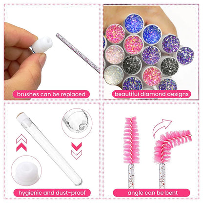 10/50pcs Reusable Eyelash Brush Tubes | Eyebrow Wands with Replaceable Dust-proof Drill Rose Bottom - Convenient Beauty Tool