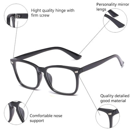 Blue Light Blocking Glasses - Square Nerd Frame, Anti-Blue Ray Eyeglasses for Computer and Gaming