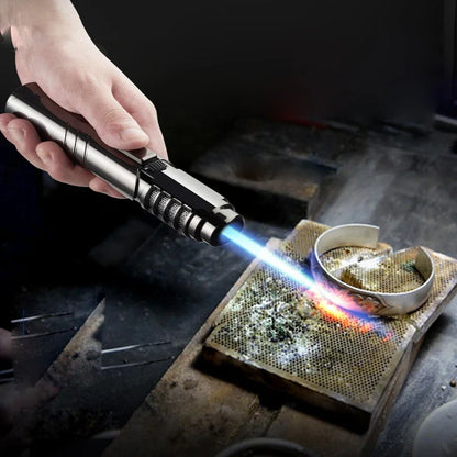 2023 Large Flame Spray Gun – Metal Blue Flame, 1800°C Welding Gun, Outdoor Camping BBQ Ignition Tool, Personalized Butane Gas Lighter