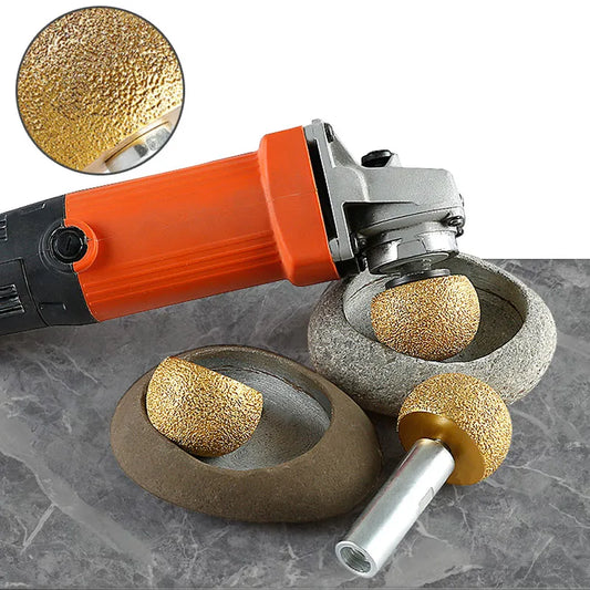 Diamond Brazed Round Grinding Head: Abrasive Tool for Internal Arc Grinding of Stones - Engraving Tool with Mushroom Head Design