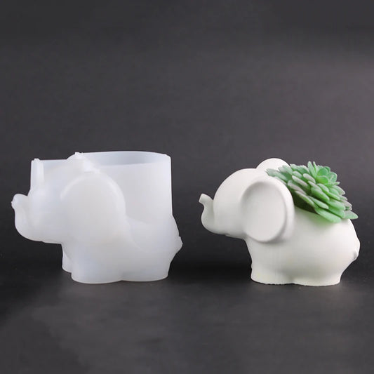 Cute Elephant Hedgehog Conch Geometric Modeling Silicone Mold - Concrete Cement Fleshy Flower Pot, Epoxy Resin Plaster Mould