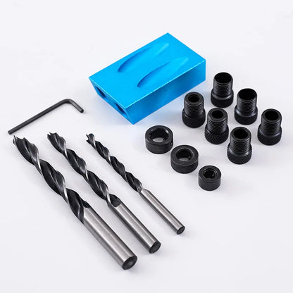 Pocket Hole Screw Jig: 15 Degrees Dowel Drill Joinery Kit for Carpenters - Woodwork Guides with Joint Angle Locator Tool