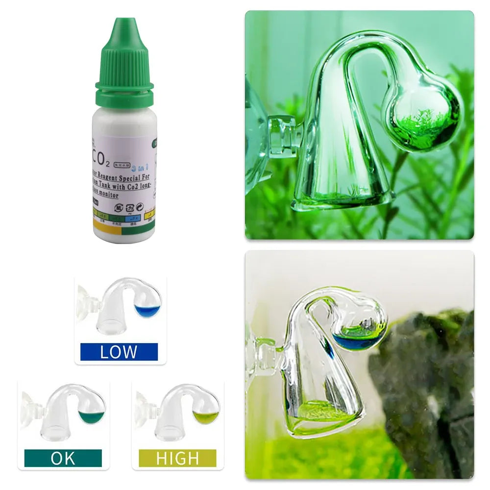 DIY Aquarium CO2 Indicator Kit : Fish Tank Glass Liquid Tester for Plants - Monitor CO2 System Solution with Drop Checker - 15ml Capacity