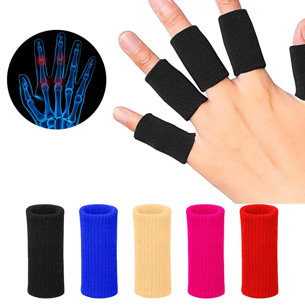 10Pcs Finger Sleeves Support and Thumb Splint Brace - Elastic Finger Tape for Arthritis, Ideal for Basketball, Tennis, Baseball, and Volleyball