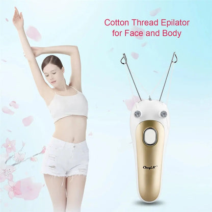 USB Rechargeable Women's Hair Remover - Cotton Thread Body Epilator for Legs, Arms, and Neck, Lady Beauty Shaver