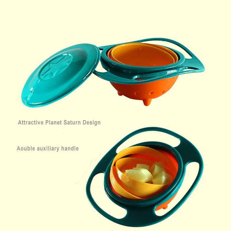 Universal Gyro Bowl: 360 Rotate Spill-Proof Feeding Dishes for Baby Training - Novelty Rotary Balance Toy