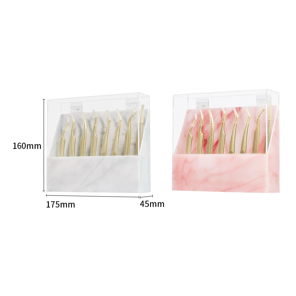 GLAMLASH Acrylic Eyelash Extension Tweezers Display Holder: 8pcs Stand Positions for Organizing Eyelash Extension Tools