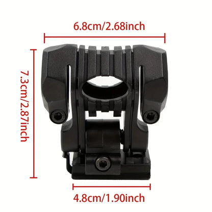 BOOIU Helmet Flashlight Holder - 25mm Multi-Angle Plastic Light Clamp Mount with Wrench, Side Rail Fast Helmet Accessory