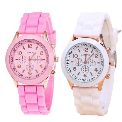 Famous Brand Geneva Ladies Fashion Watch - Unisex Silicone Quartz Wristwatch for Students, Stylish Relogio Feminino