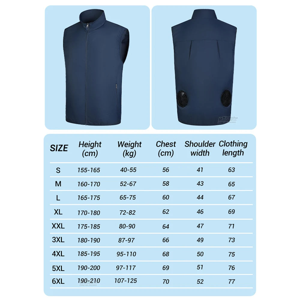 2024 Wearable Cooling Fan Vest – Air-Conditioned Cooling Clothes, 13 Hours of Relief for High-Temperature Work, Fishing & Hiking