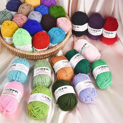 25g Soft Milk Cotton Knitting Yarn - Anti-Pilling 4ply Yarn for Crochet, Scarf, Sweater, Hat, Doll Craft - High-Quality Cotton Yarn