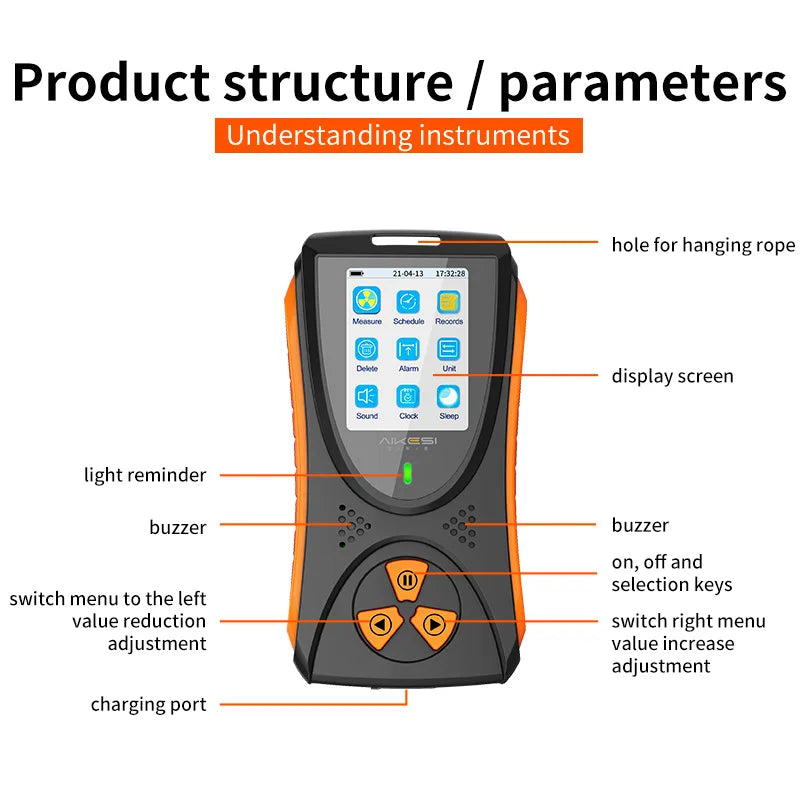 Stay Informed and Safe: HFS-10 Geiger Counter Nuclear Radiation Detector - Detects X-ray, Beta, and Gamma Radiation - Portable Dosimeter with Long-lasting Lithium Battery