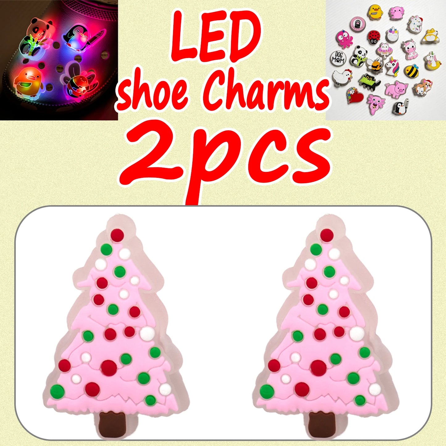 LED Christmas Shoe Charms - Luminous Decorations Featuring Santa Claus, Snowman, Gingerbread Man, Dog, and Cat for Clogs