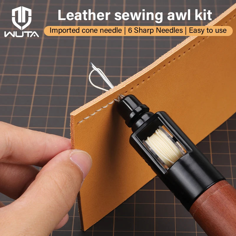 WUTA Leather Sewing Awl Thread Kit – Speedy Stitcher DIY Leather Craft Edge Stitching Tools, Shoemaker and Canvas Repair Kit