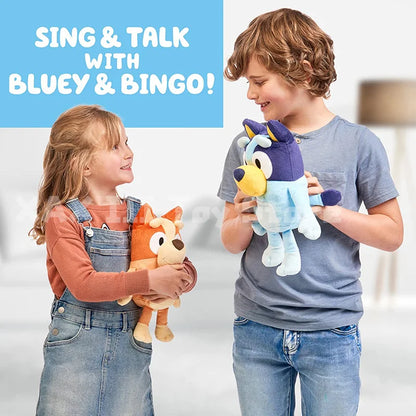 Kawaii Anime Bluey Talking Plush Toy - Bingo Dog Music Figure, Stuffed Animal for Children, Perfect Holiday Gift