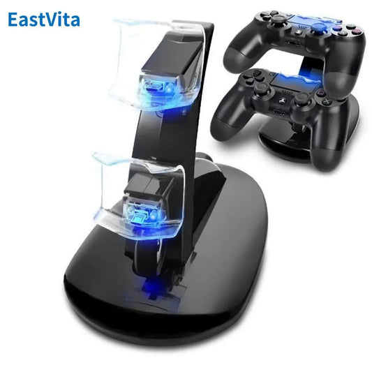 Gaming Controller Charger Stand with LED Indicator - Dual USB Docking Station for PS4 Pro and Accessories