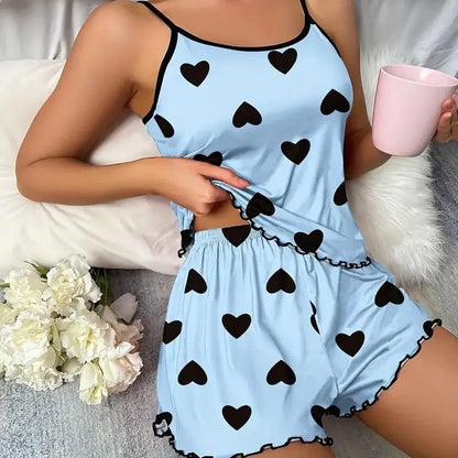 Summer Women's Pajama Set - Sexy Casual Two-Piece Camisole and Shorts Homewear Suit