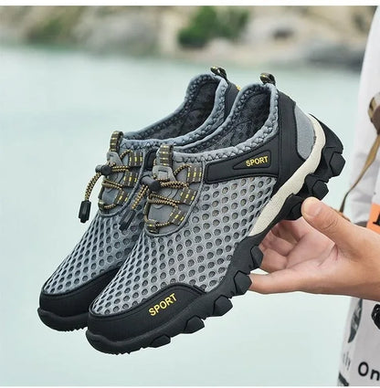 Summer Men's Mesh Sports Shoes – Fashionable, Breathable, Lightweight, Anti-Slip for Outdoor Travel, Running & Casual Wear