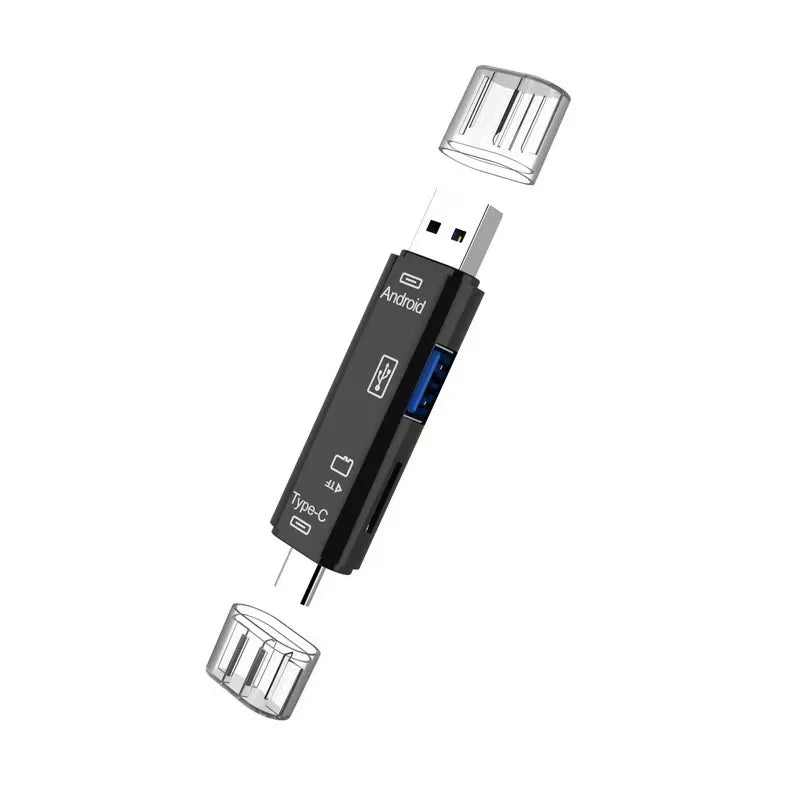 5-in-1 Multifunction USB 3.0 Type-C and Micro USB SD/TF Memory Card Reader - For Android, iPhone, Computer Dock, OTG Adapter