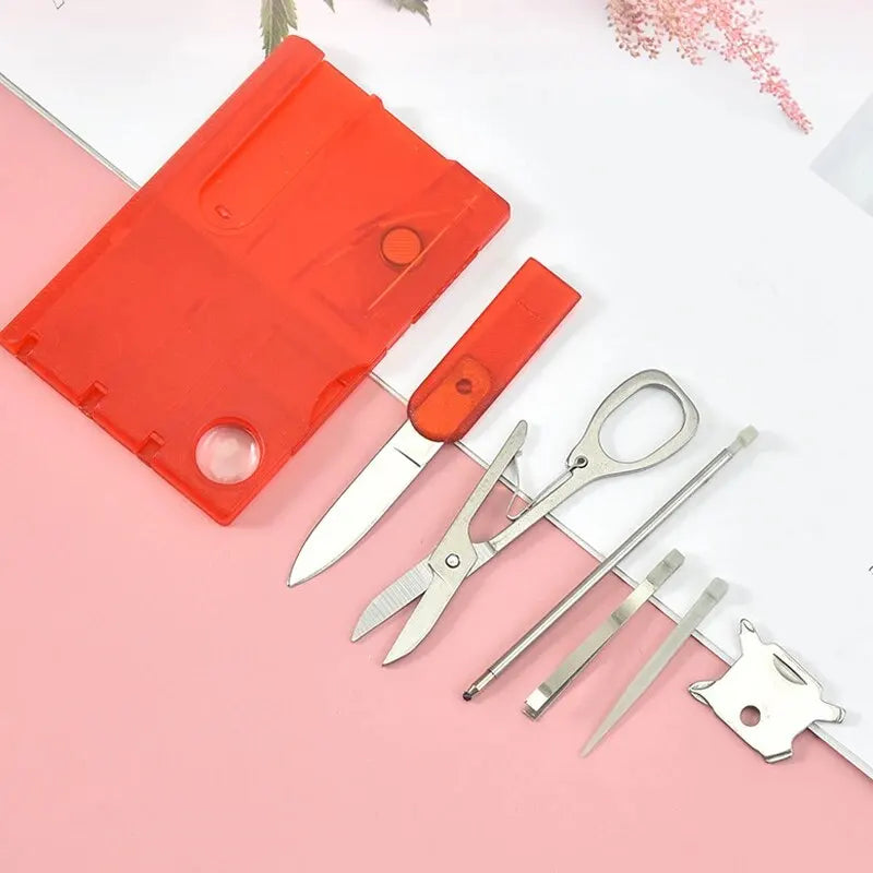 Outdoor Camping Multifunctional Swiss Army Knife Card - Multi-Purpose Survival Tool with Lamp, Beauty Suit and Tool Card