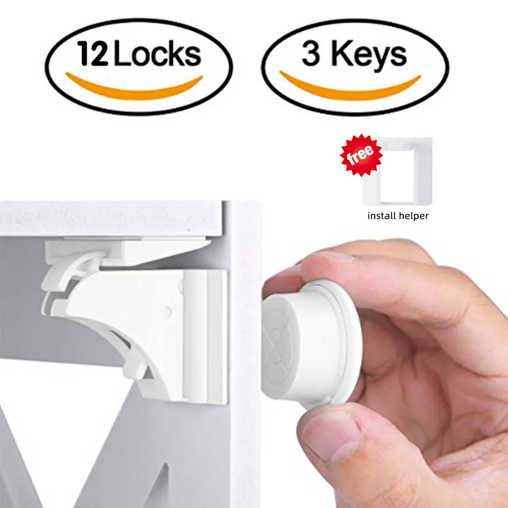 Child Safety Magnetic Lock - Drawer and Cabinet Door Protection, Baby Safety Latch with Security Locks