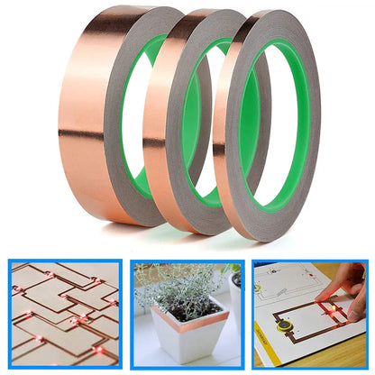 20M Copper Foil Tape | Double-Sided Conductive Adhesive | Guitar EMI Shielding, Crafts, Electrical Repairs, Grounding Circuit