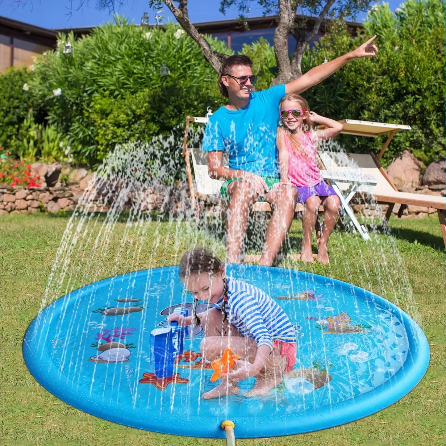 Interactive Children's Play Spray Mat - 100/170cm Inflatable Water Sprinkler Pad for Outdoor Fun, Beach & Pool Games - Kids' Toy Delight