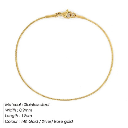 Couples Gold Color Bracelets – Stainless Steel Snake Link Chain with Lobster Clasp and Snap Button – Jewelry for Men and Women