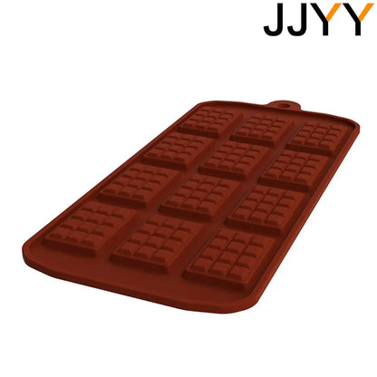 JJYY Silicone Mold: 12 Even Chocolate & Fondant Candy Bar Mould - DIY Cake Decoration Tools & Baking Accessories