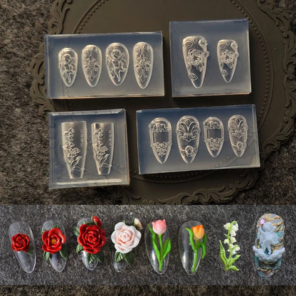 Rose Tulip Lotus 3D Acrylic Mold - Lily of the Valley Nail Art Decorations - Silicone Nail Art DIY Design Mold