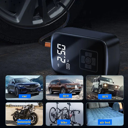 Wireless Car Air Compressor: Electric Tire Inflator Pump for Motorcycle, Bicycle, Boat, Auto Tyres, and Balls