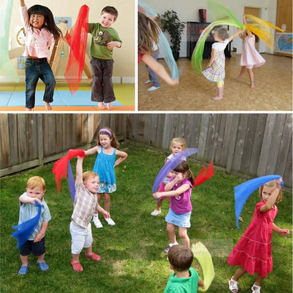 6 Color Gymnastics Scarves for Outdoor Games, Dancing, Juggling, and Gym Towel Use - Candy Colored Dance Gauze