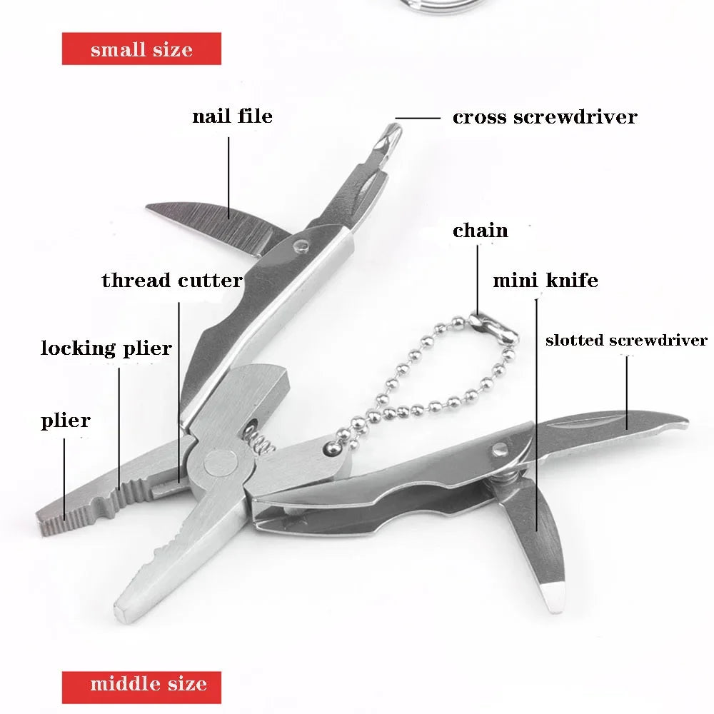 Portable Stainless Steel Multi-Tool Pliers Knife - Keychain Screwdriver and Multi-Function Tool for Outdoor Use